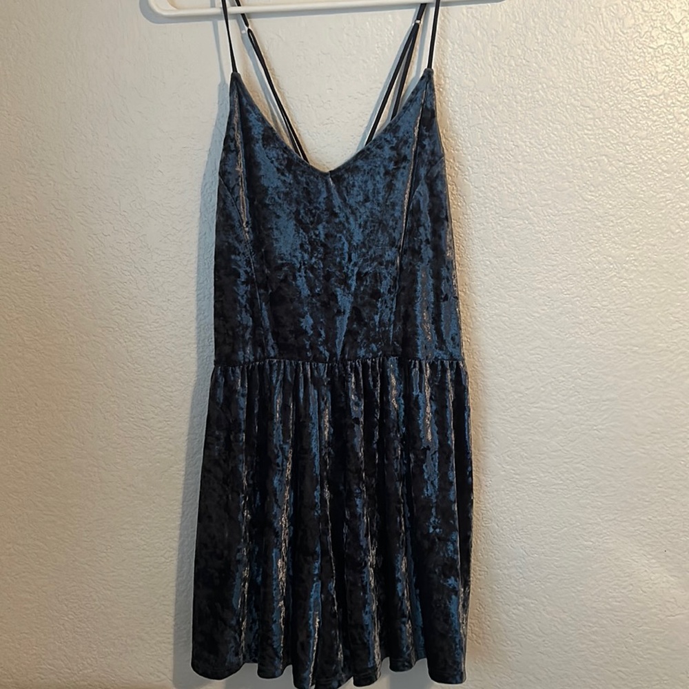 Black velvet, spaghetti strap romper